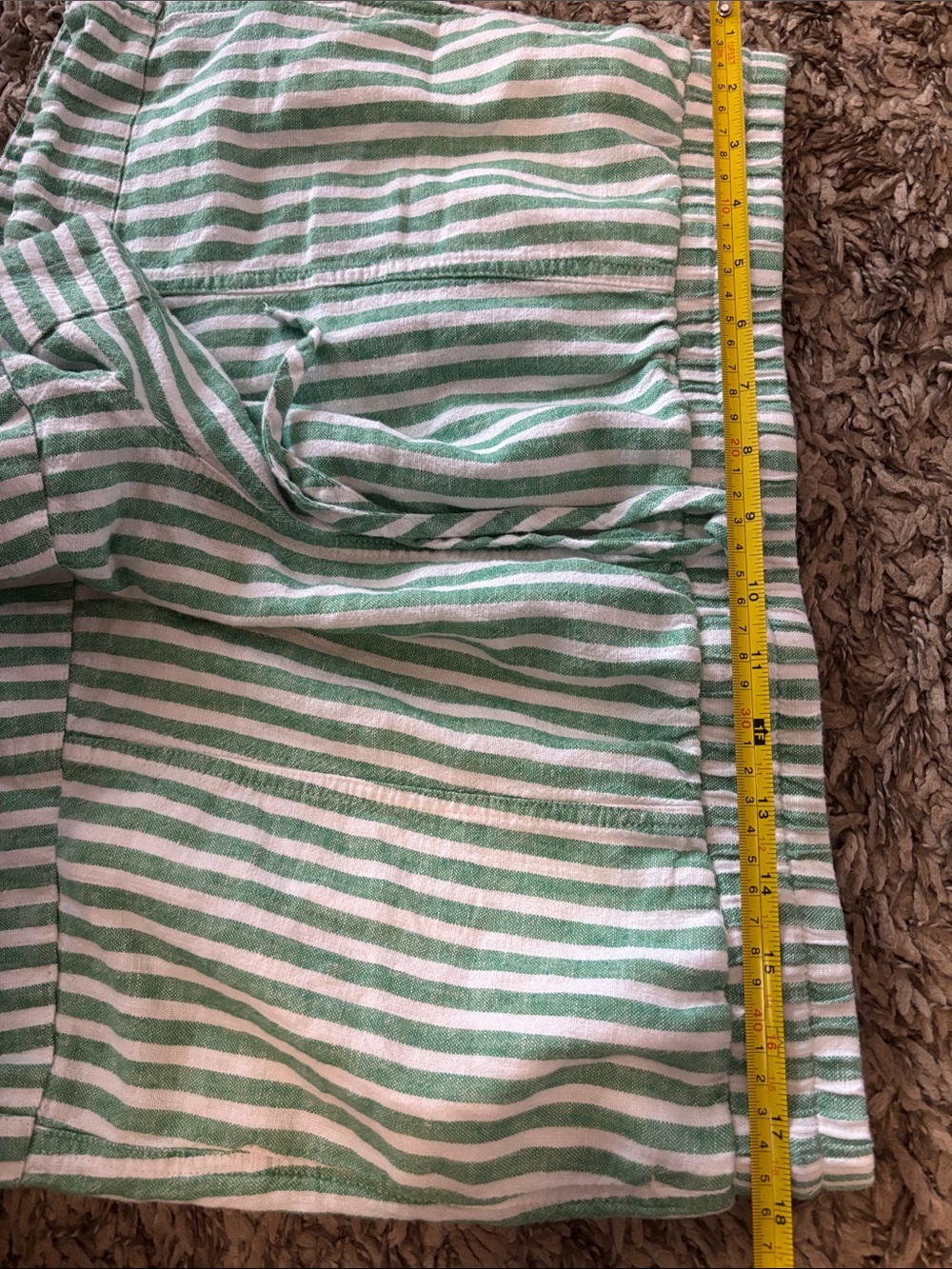 Universal Thread Green and White Striped Drawstring Linen blend Shorts. - Picture 9 of 12